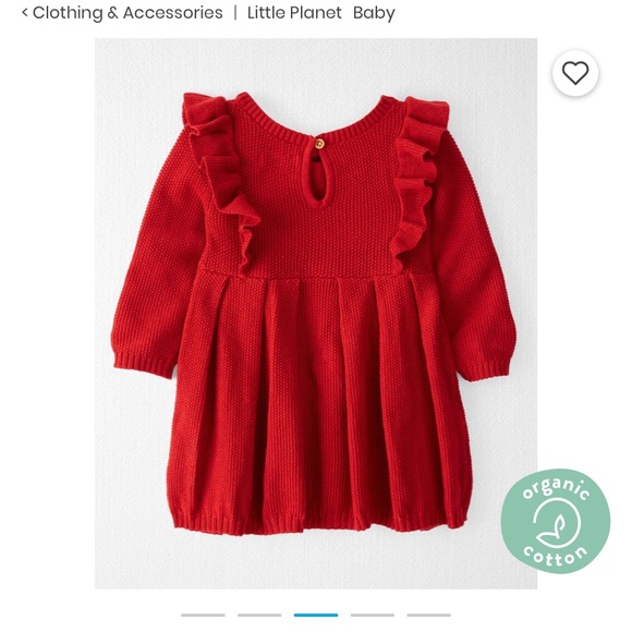 LIKE NEW Little Planet by Carters baby girl 100% organic cotton sweater dress 9M - Picture 7 of 9